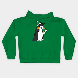 Irish Penguin on St Patricks Day Kids Hoodie